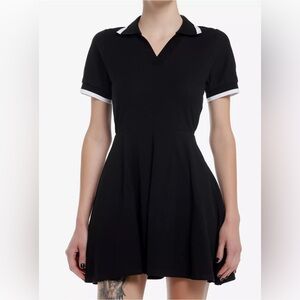 Social Collision Black & White Polo Dress